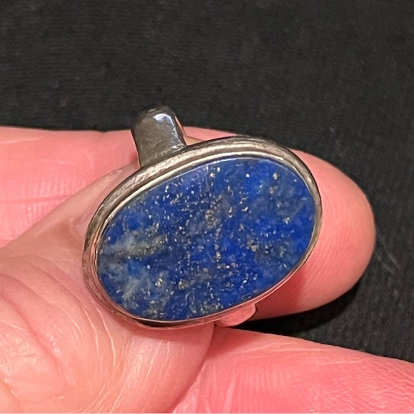 Silver ring blue stone with speckles 925 sterling - Picture 2 of 9